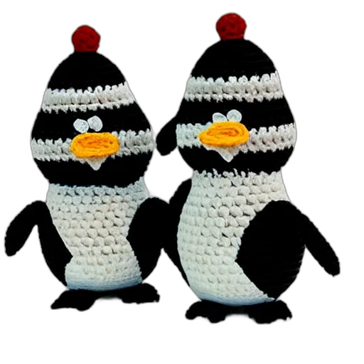 pixel art, 3d render, crocheted, penguins transparent PNG cut-out