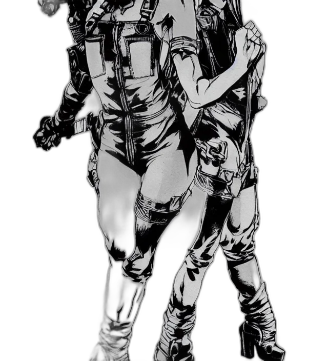 robot, jacket, mask, weapon, comic book art, cyberpunk, concept art, 3d render transparent PNG cut-out