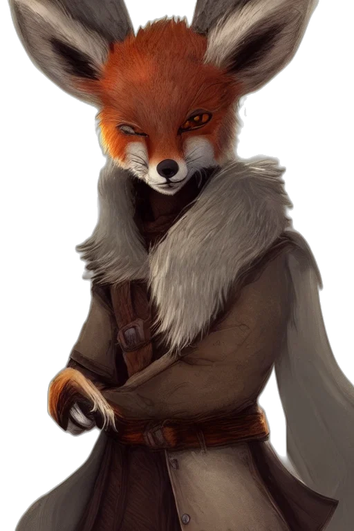 staff, animal, jacket, face, concept art, fantasy art, photorealistic, 3d render transparent PNG cut-out