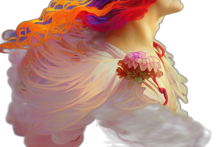 crown, flower, hair, face transparent PNG cut-out