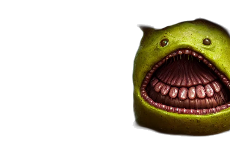 creature, food, animal, mask, 3d render, photorealistic, concept art, intricate transparent PNG cut-out