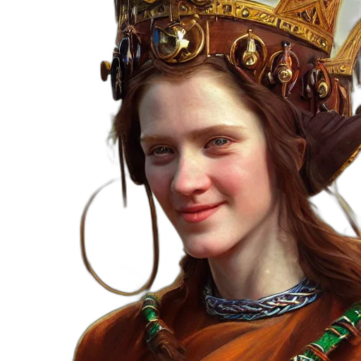 crown, face, staff, jewelry, photorealistic, fantasy art, concept art, 3d render transparent PNG cut-out