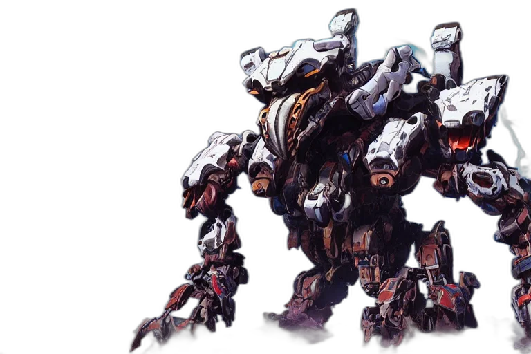 robot, weapon, concept art, 3d render, fantasy art, pixel art, burrower, machine transparent PNG cut-out