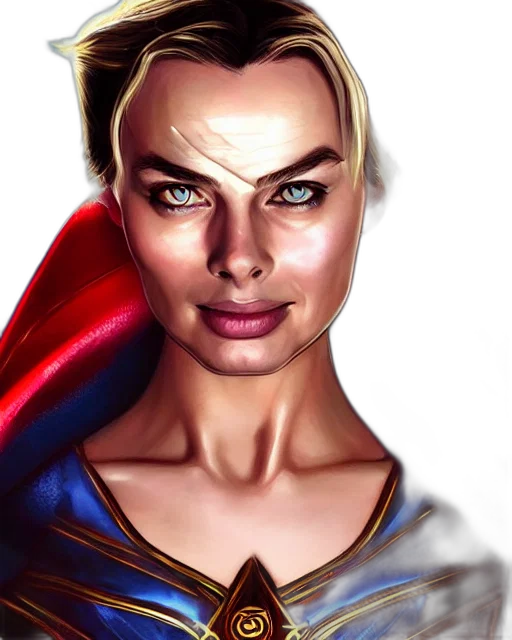 face, fantasy art, comic book art, concept art, photorealistic, margot, robbie, portrait transparent PNG cut-out