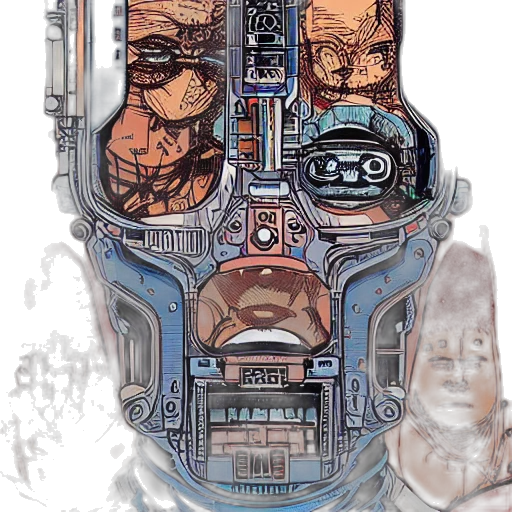 robot, mask, face, weapon transparent PNG cut-out