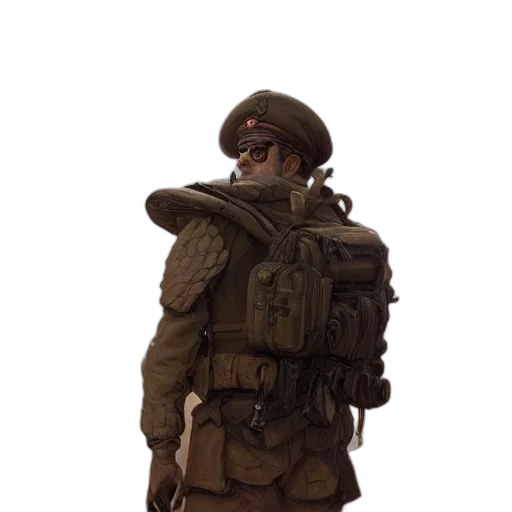 jacket, staff, weapon, robot, concept art, 3d render, photorealistic, fantasy art transparent PNG cut-out