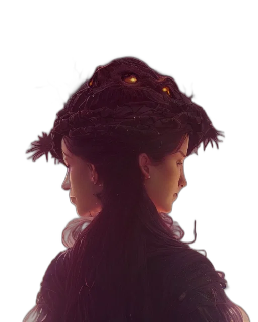 crown, hat, hair, dragon, concept art, photorealistic, fantasy art, cyberpunk transparent PNG cut-out