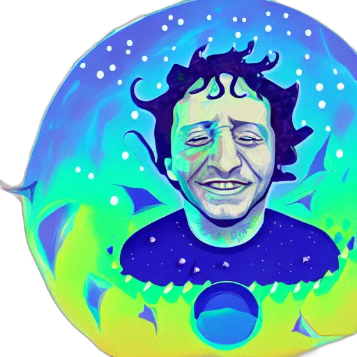 mask, vaporwave, cartoon, concept art, pixel art, outer space, underwater, blue transparent PNG cut-out