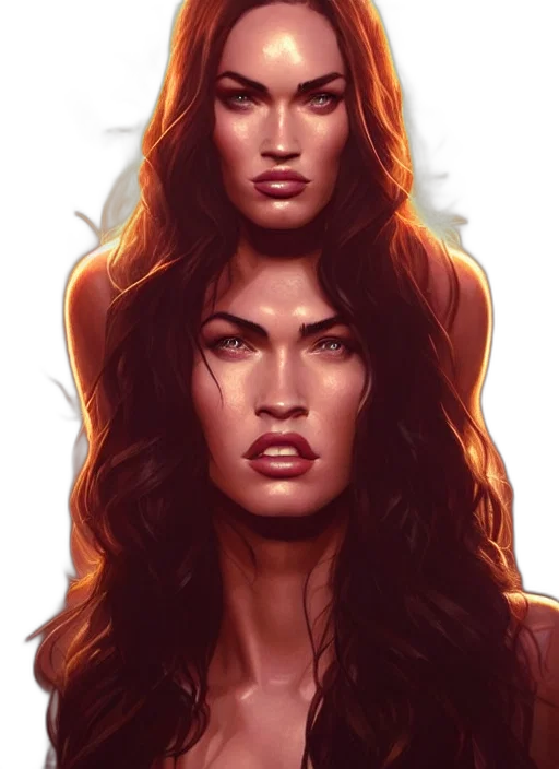 face, hair, comic book art, concept art, fantasy art, photorealistic, fire, neon lights transparent PNG cut-out