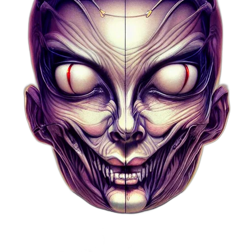 mask, face, creature, robot, comic book art, concept art, 3d render, fantasy art transparent PNG cut-out