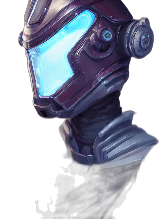 robot, mask, face, weapon, concept art, fantasy art, cyberpunk, watercolor transparent PNG cut-out