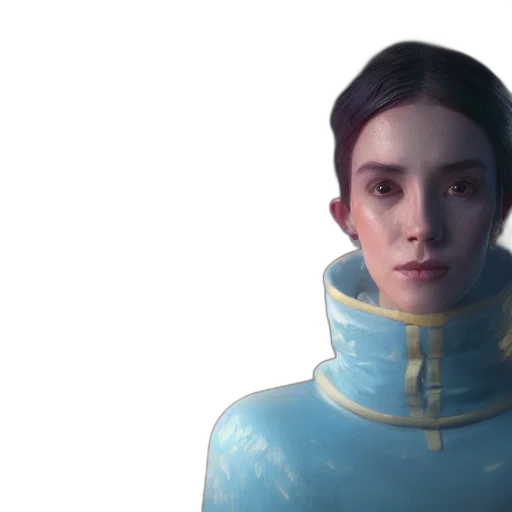 face, robot, jacket, mask, concept art, fantasy art, cyberpunk, photorealistic transparent PNG cut-out