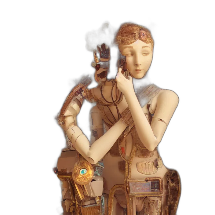 robot, staff, weapon, dress transparent PNG cut-out
