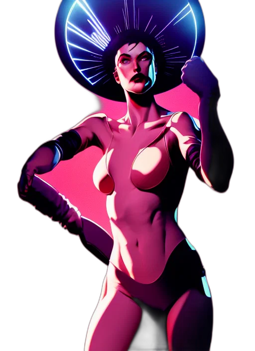 staff, dress, concept art, comic book art, cyberpunk, fantasy art, neon lights, neon transparent PNG cut-out
