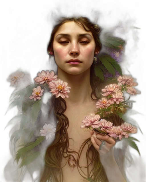 face, crown, flower, photorealistic transparent PNG cut-out