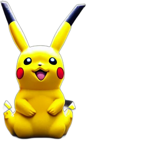 animal, creature, 3d render, concept art, golden, statue, pikachu, center transparent PNG cut-out