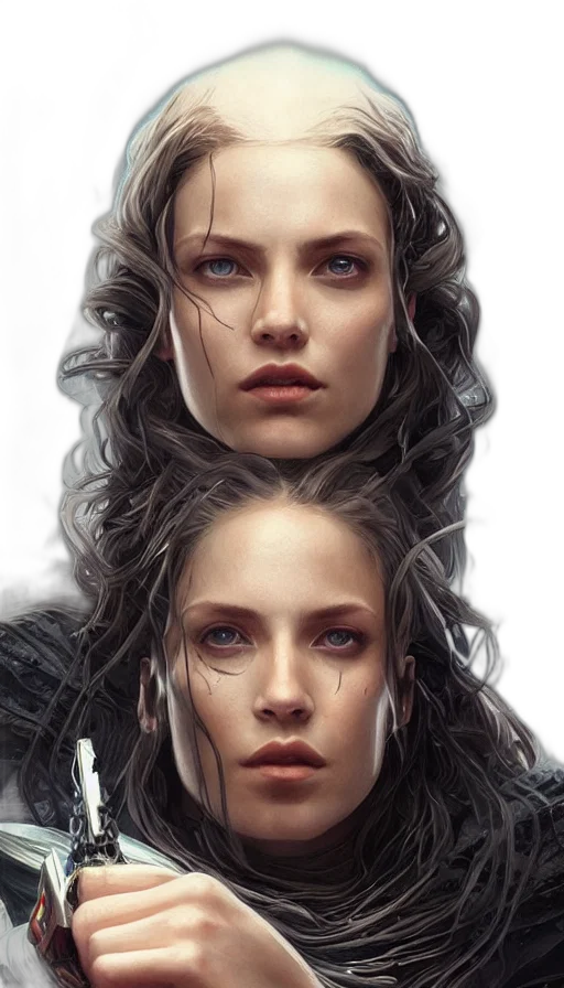 face, crown, hair, photorealistic transparent PNG cut-out