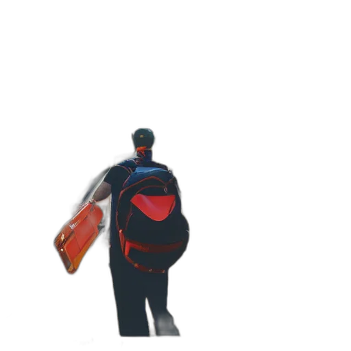 jacket, umbrella, staff, robot, pixel art, concept art, 3d render, watercolor transparent PNG cut-out