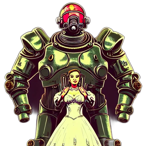 robot, dress, pixel art, concept art transparent PNG cut-out