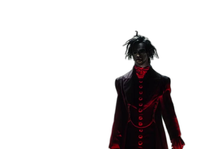 jacket, mask, concept art, 3d render, cyberpunk, dark, red, playboi transparent PNG cut-out