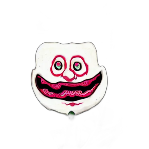 mask, jewelry, face, 3d render, illustrated, letters, decorated, horrifying transparent PNG cut-out