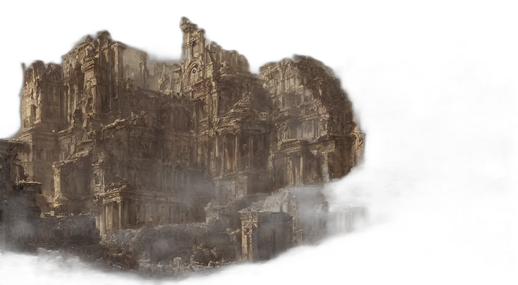 concept art, fantasy art, 3d render, photorealistic, fog, rain, kingdom, julius transparent PNG cut-out