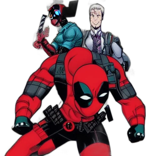 weapon, comic book art, concept art, cartoon, pixel art, red, deadpool, comic transparent PNG cut-out