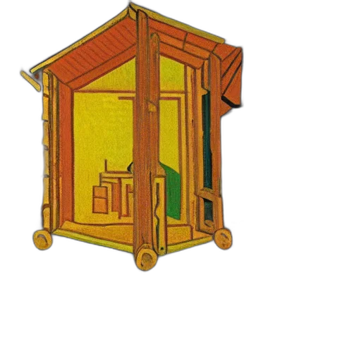 furniture, 3d render, concept art, pixel art, log, cabin, forest, van transparent PNG cut-out