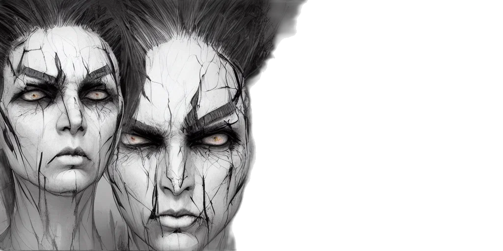 face, hair, comic book art, concept art transparent PNG cut-out