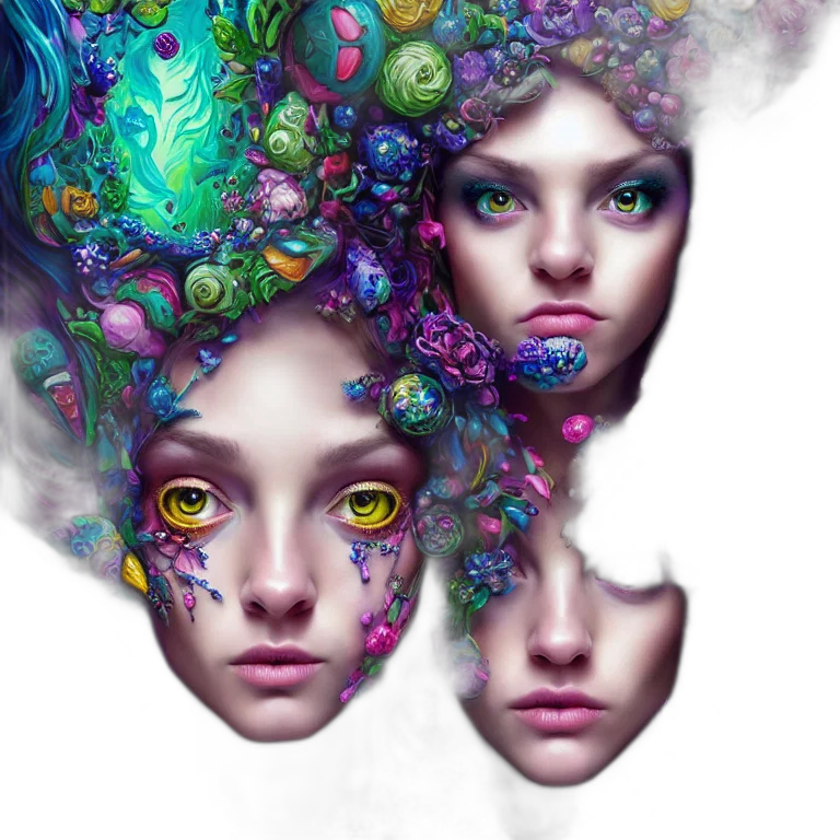 face, mask, crown, hair, fantasy art, concept art, photorealistic, 3d render transparent PNG cut-out
