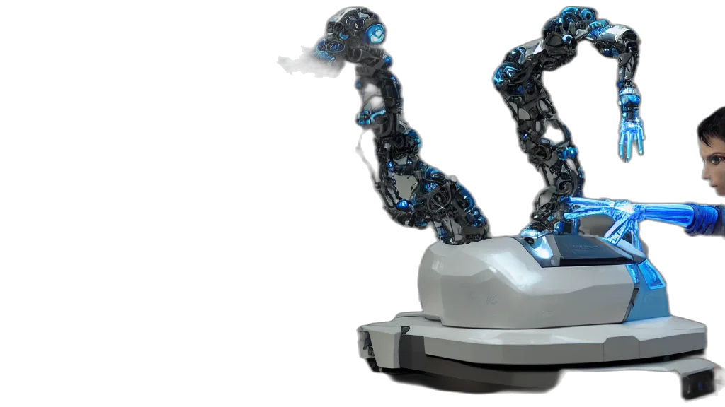 robot, 3d render, cyberpunk, bladerunner transparent PNG cut-out