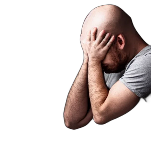 face, hair, mask, jacket, photorealistic, man, depressed, high transparent PNG cut-out