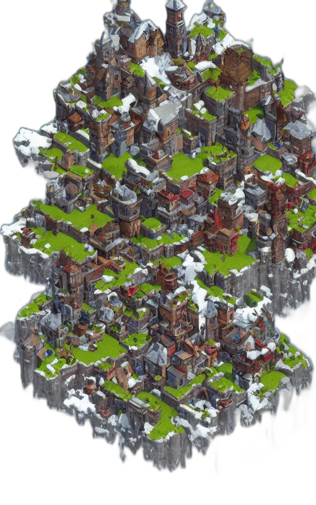building, tree, crown, weapon, 3d render, concept art, pixel art, fantasy art transparent PNG cut-out
