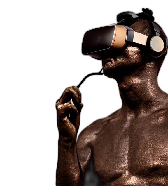 3d render, photorealistic, photo, medium, shot, bronze, statue, man transparent PNG cut-out