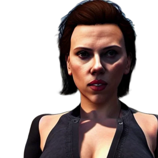 face, 3d render, concept art, photorealistic, comic book art, scarlett, johansson, gta transparent PNG cut-out