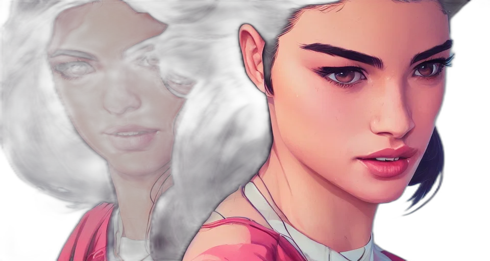 face, photorealistic, watercolor, comic book art transparent PNG cut-out