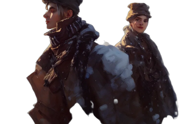 jacket, concept art, fantasy art, cyberpunk, photorealistic, snow, dark, monochrome transparent PNG cut-out