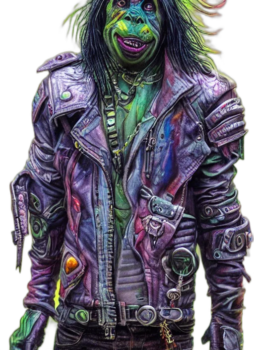jacket, mask, creature, face, cyberpunk, comic book art, concept art, fantasy art transparent PNG cut-out
