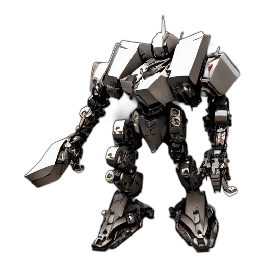 robot, weapon, concept art, 3d render, pixel art, fantasy art, monochrome, heavy transparent PNG cut-out
