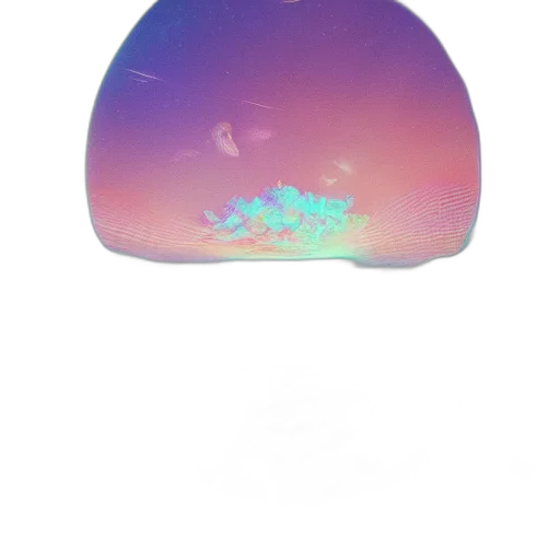 hat, crown, bottle, mask, vaporwave, 3d render, concept art, watercolor transparent PNG cut-out