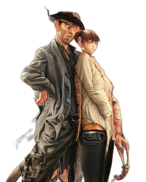 jacket, staff, concept art, comic book art transparent PNG cut-out