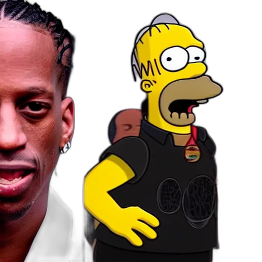 travis, scott, homer, simpson, rap, battle, dramatic, epic transparent PNG cut-out