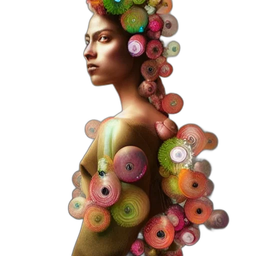 jewelry, hair, dress, hat, photorealistic, concept art, 3d render, fantasy art transparent PNG cut-out
