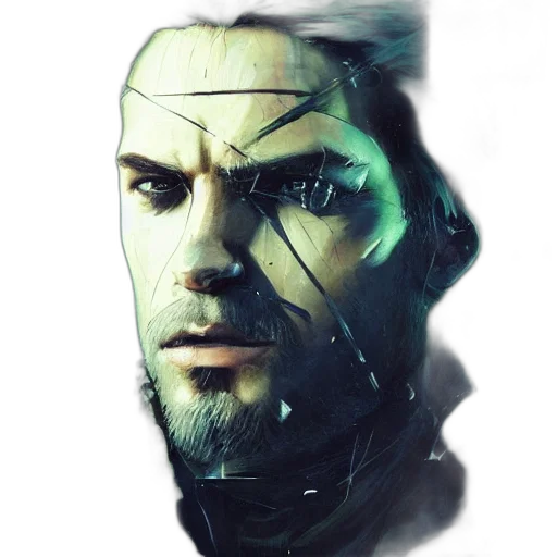 face, mask, robot, staff, fantasy art, concept art, photorealistic, cyberpunk transparent PNG cut-out