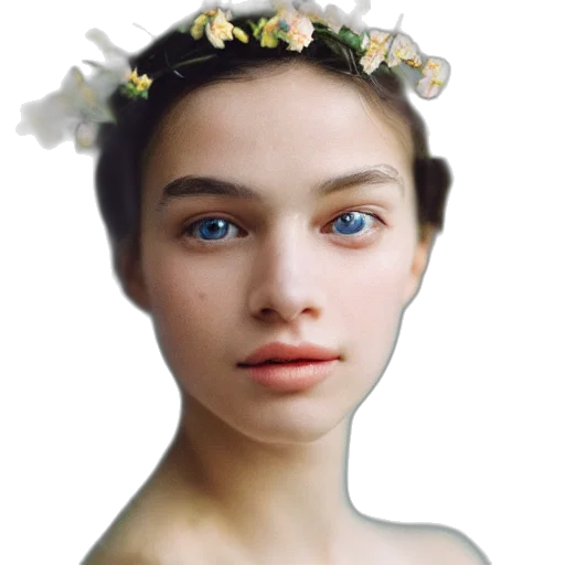 crown, face, flower, jewelry, photorealistic, 3d render, fantasy art, oil painting transparent PNG cut-out
