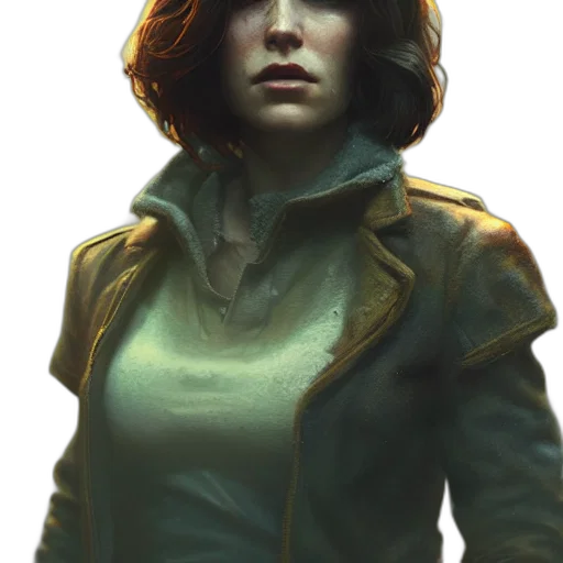 jacket, face, staff, concept art, comic book art, photorealistic, fantasy art, green transparent PNG cut-out