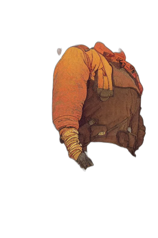 jacket, mask, hat, staff transparent PNG cut-out