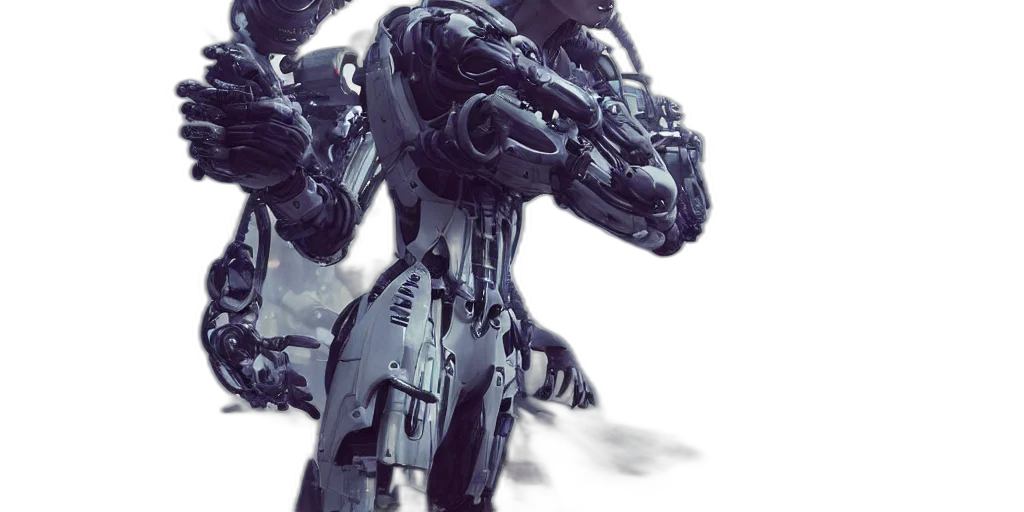 robot, weapon, concept art, 3d render transparent PNG cut-out