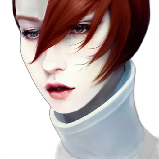 face, mask, robot, hair, photorealistic, fantasy art, concept art, anime transparent PNG cut-out