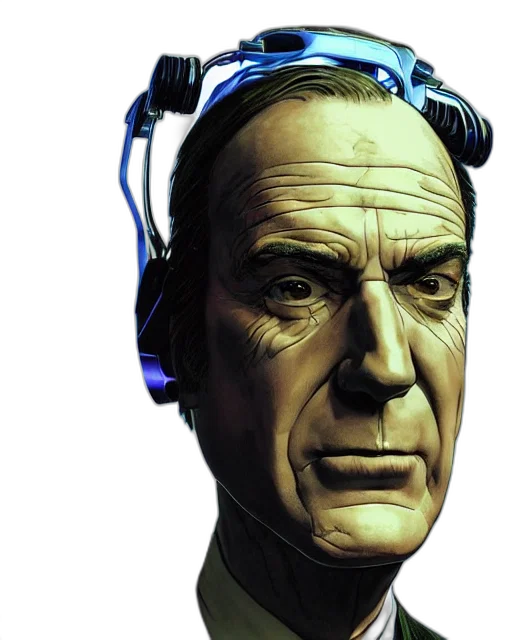 face, mask, robot, staff, cyberpunk, concept art, comic book art, 3d render transparent PNG cut-out